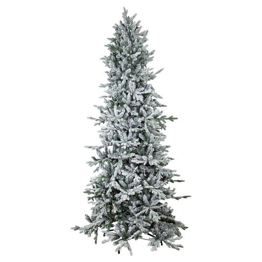 8' Slender Flocked Pine Christmas Tree