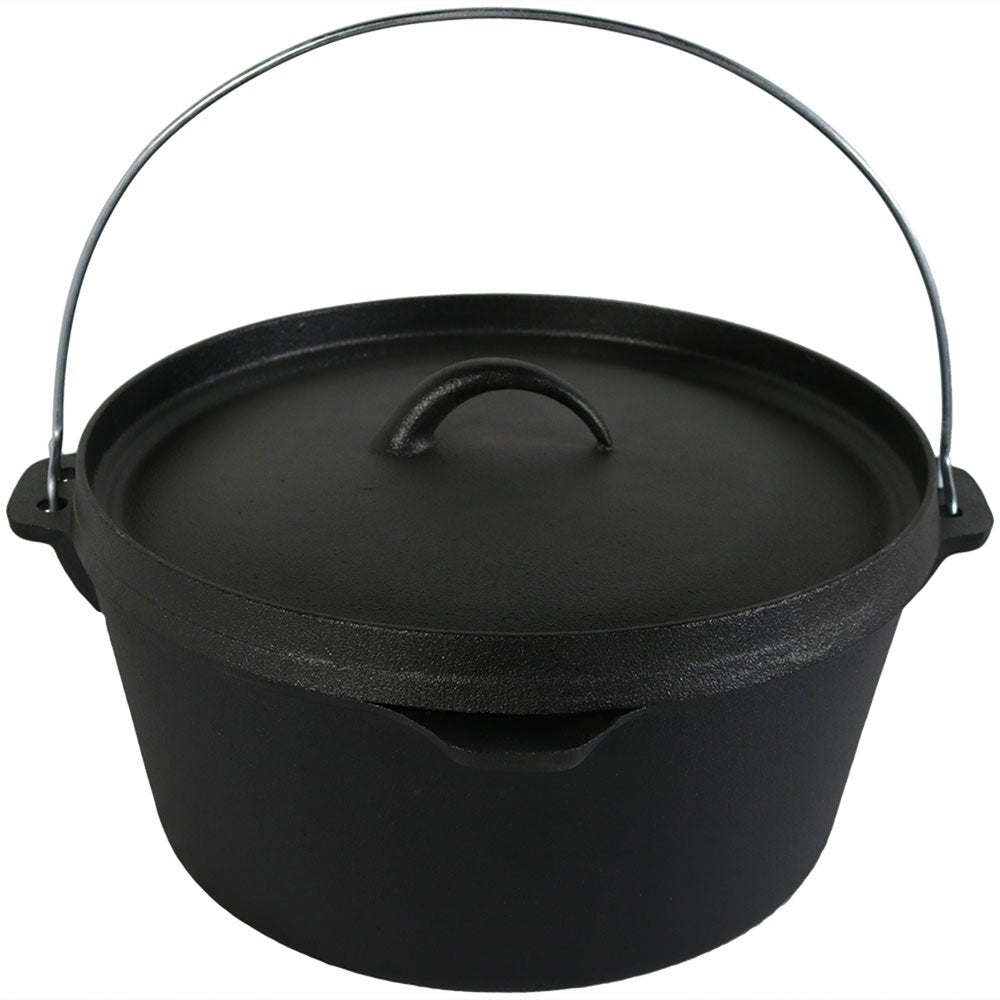 12" Black Cast Iron Dutch Oven Stock Pot