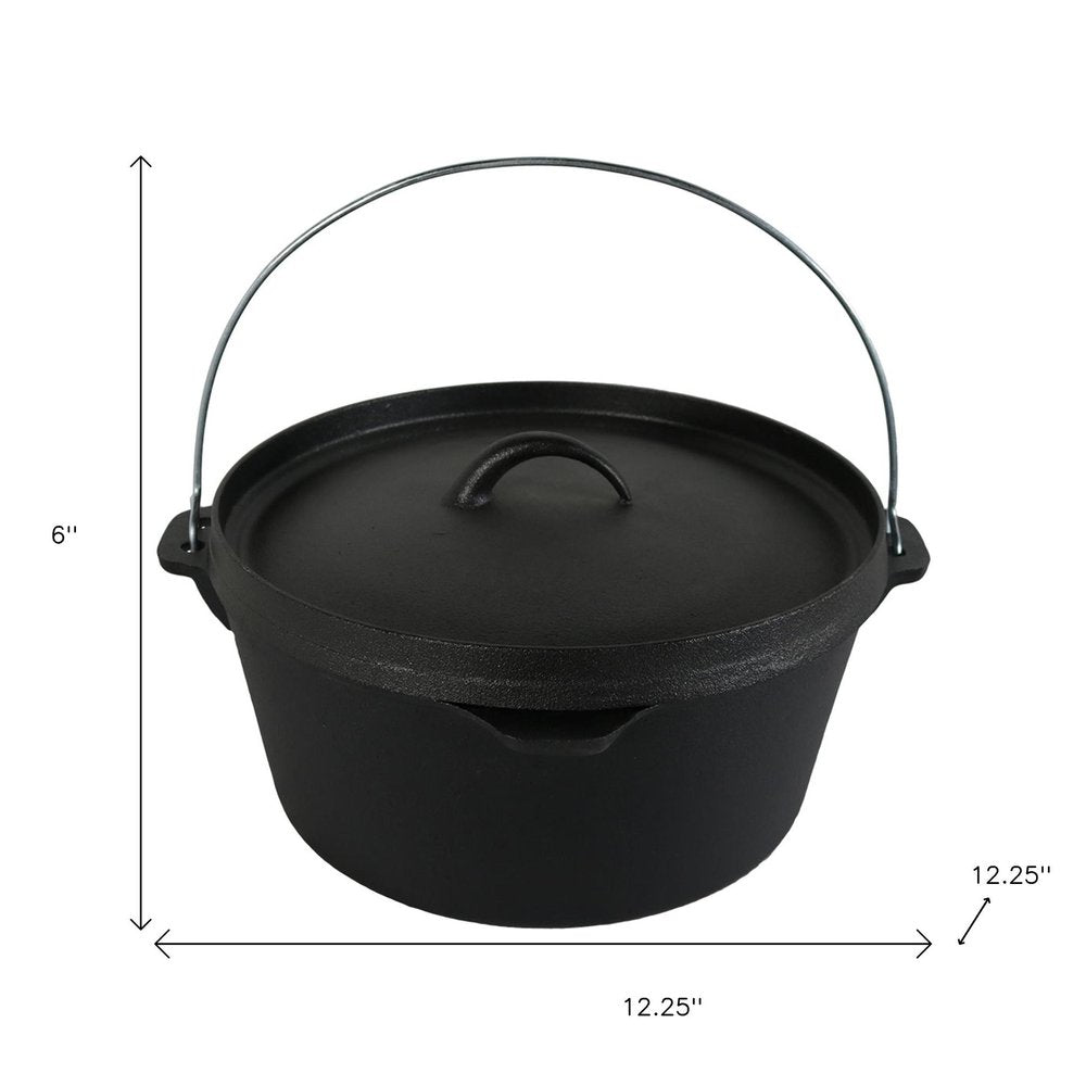 12" Black Cast Iron Dutch Oven Stock Pot
