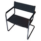 23" Silver And Black Genuine Leather and Stainless Steel Arm Chair