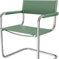 23" Silver And Green Leather and Stainless Steel Arm Chair