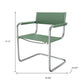 23" Silver And Green Leather and Stainless Steel Arm Chair