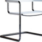 23" Silver And White Leather and Stainless Steel Arm Chair