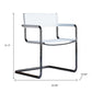 23" Silver And White Leather and Stainless Steel Arm Chair