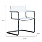 23" Silver And White Leather and Stainless Steel Arm Chair