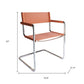 23" Silver And Terra Cotta Leather and Stainless Steel Arm Chair