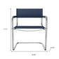 23" Navy Blue and Silver Leather and Stainless Steel Arm Chair