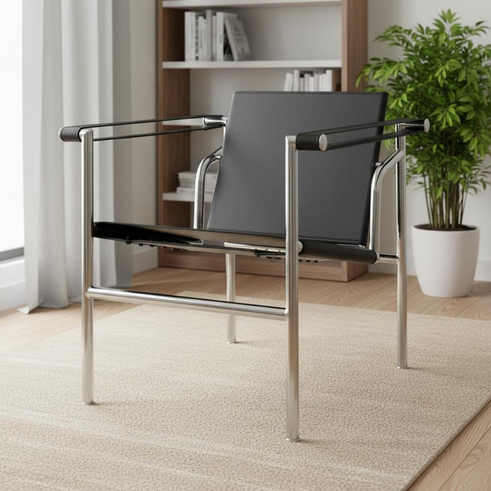 24" Silver Stainless Steel Arm Chair