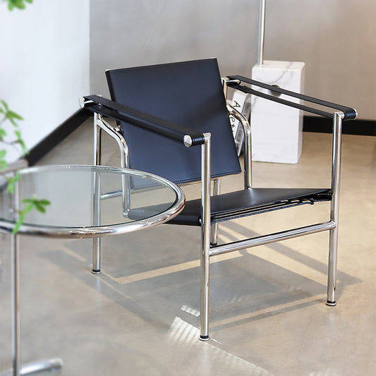 24" Silver Stainless Steel Arm Chair