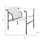 24" White and Silver Faux Leather and Stainless Adjustable Back Arm Chair