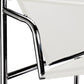 24" White and Silver Faux Leather and Stainless Adjustable Back Arm Chair