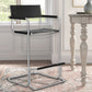30" Black and Silver Leather and Steel Bar Height Bar Chair