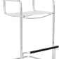 30" White and Silver Leather and Steel Bar Height Bar Chair