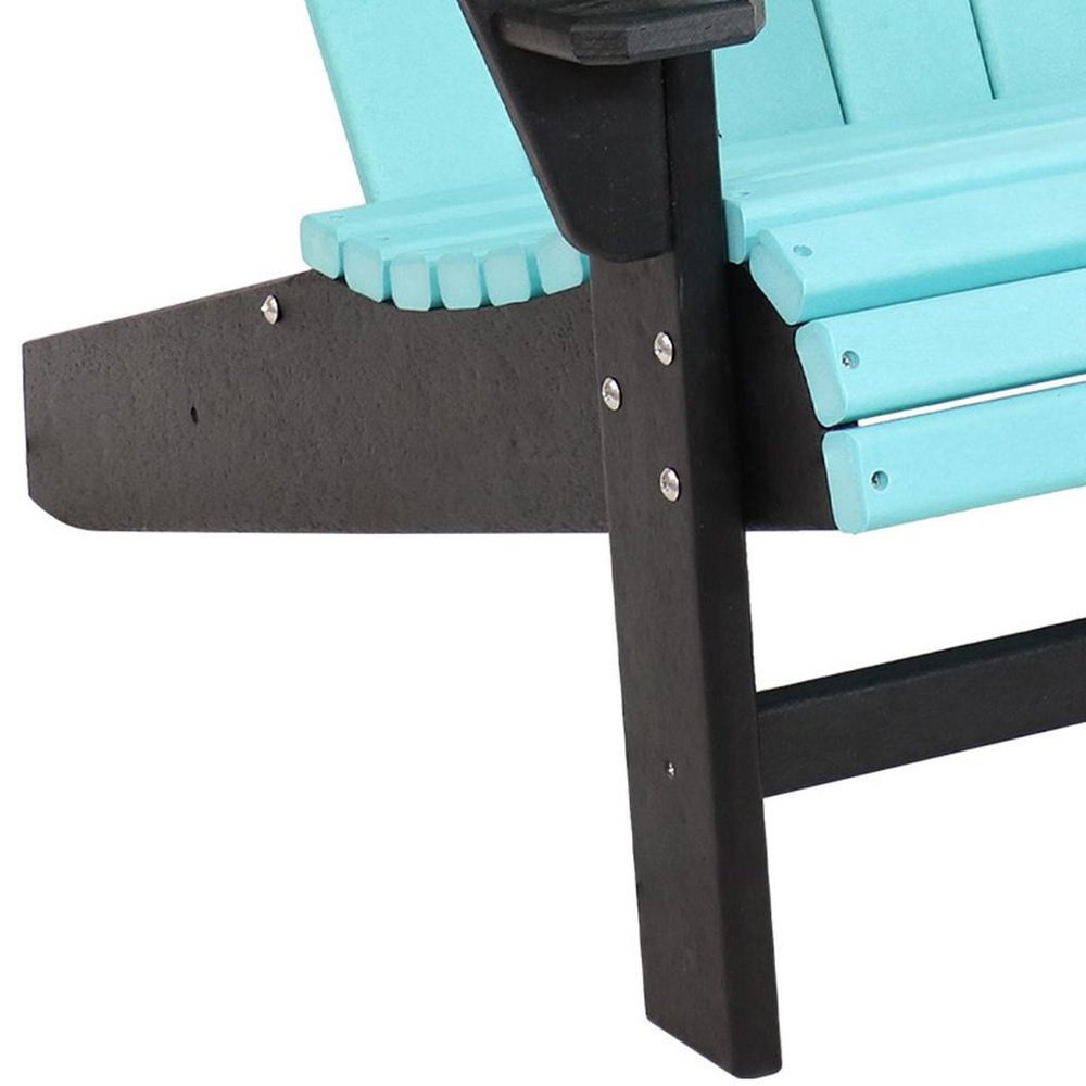 Set of Two Blue And Black Heavy Duty Plastic Outdoor Adirondack Chairs