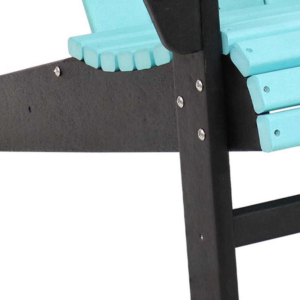 Set of Two Blue And Black Heavy Duty Plastic Outdoor Adirondack Chairs