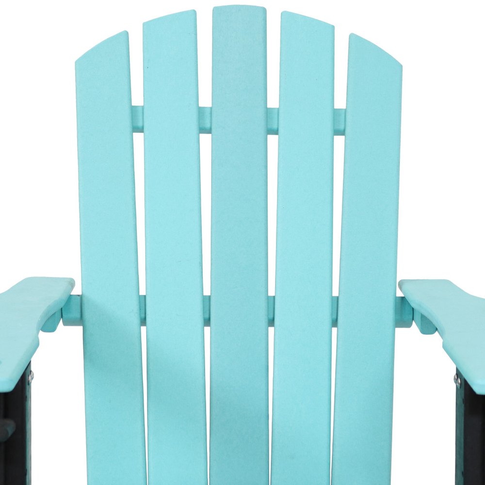 Set of Two Blue And Black Heavy Duty Plastic Outdoor Adirondack Chairs