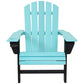 Set of Two Blue And Black Heavy Duty Plastic Outdoor Adirondack Chairs
