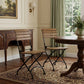 Set of Two Brown Steel Outdoor Folding Accent Chairs