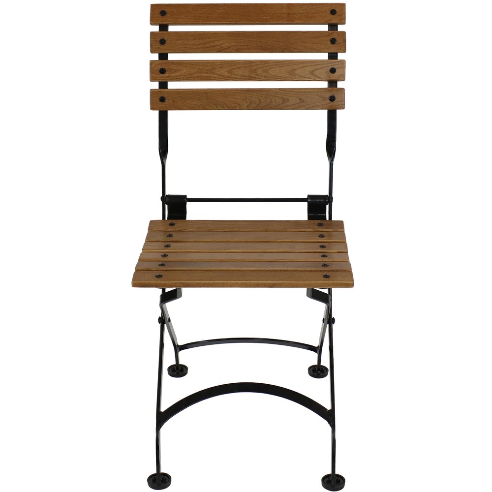 Set of Two Brown Steel Outdoor Folding Accent Chairs