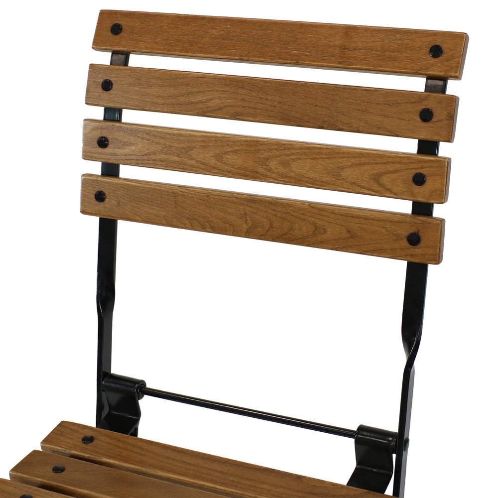 Set of Two Brown Steel Outdoor Folding Accent Chairs