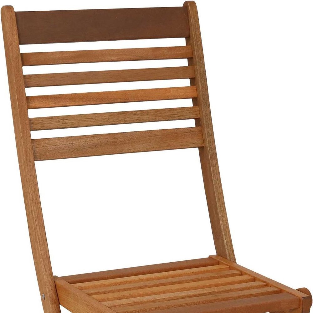 Set of Two Brown Solid Wood Outdoor Folding Accent Chairs