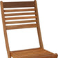 Set of Two Brown Solid Wood Outdoor Folding Accent Chairs
