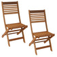 Set of Two Brown Solid Wood Outdoor Folding Accent Chairs