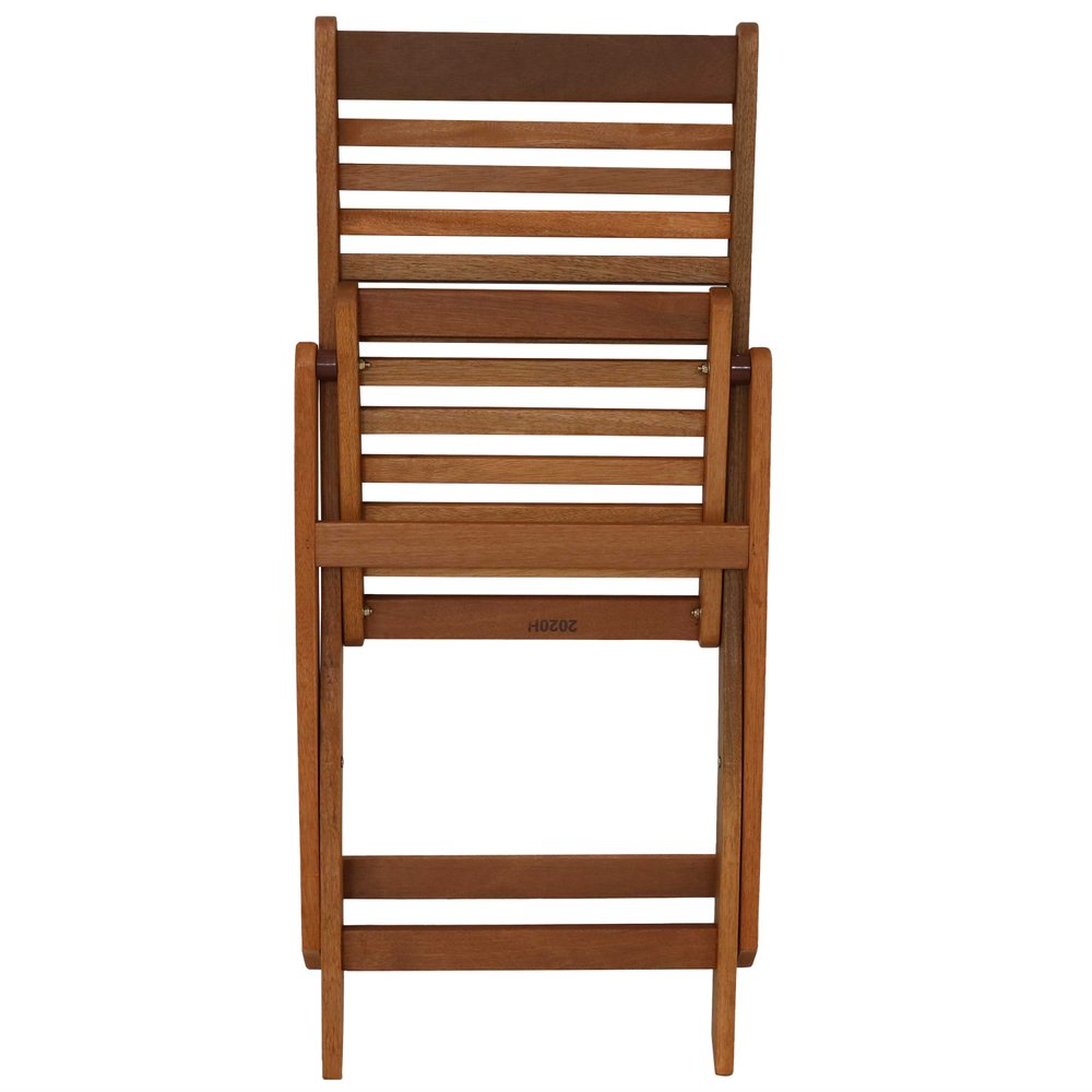 Set of Two Brown Solid Wood Outdoor Folding Accent Chairs
