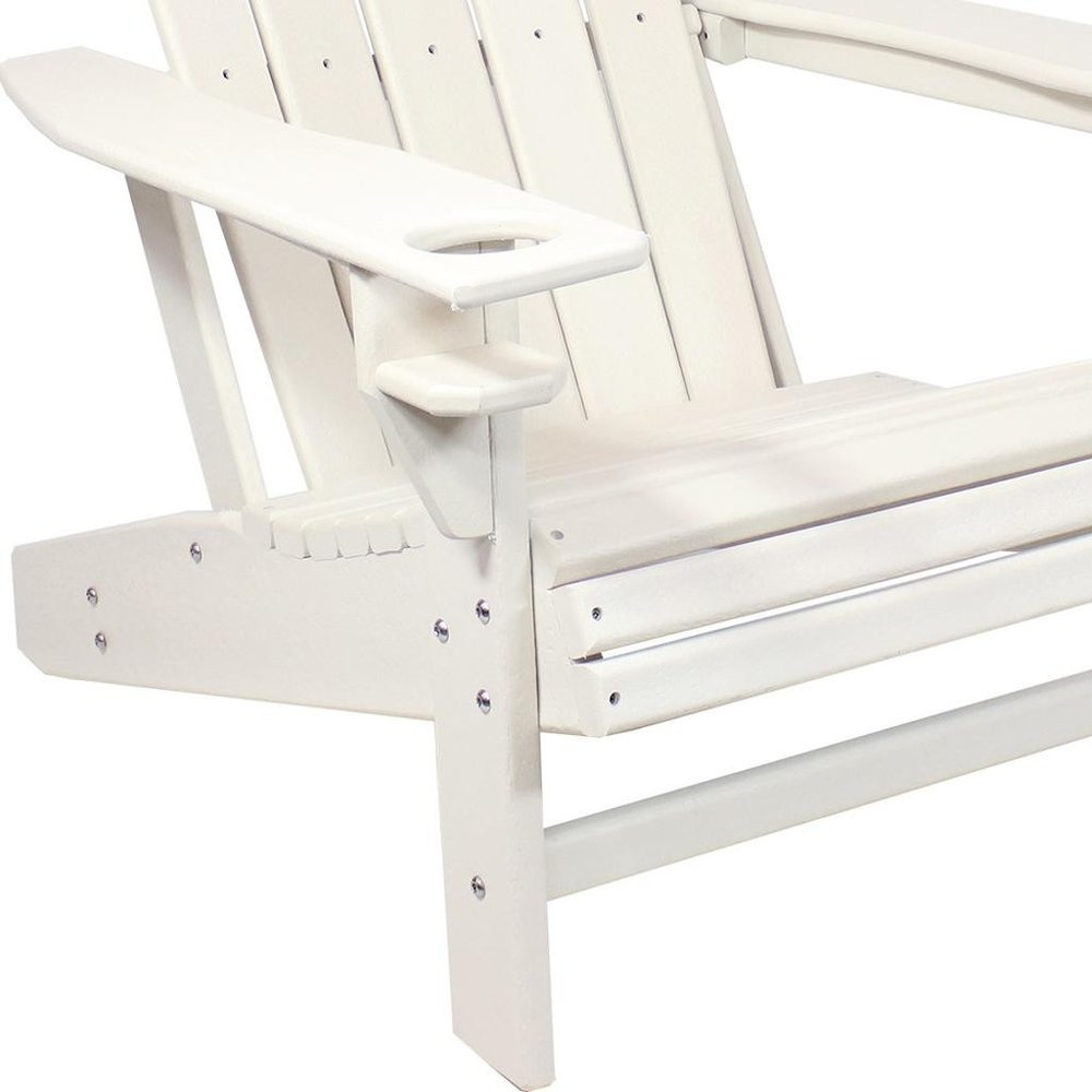 Set of Two White Heavy Duty Plastic Outdoor Adirondack Chairs