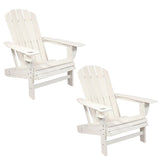 Set of Two White Heavy Duty Plastic Outdoor Adirondack Chairs