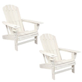 Set of Two White Heavy Duty Plastic Outdoor Adirondack Chairs