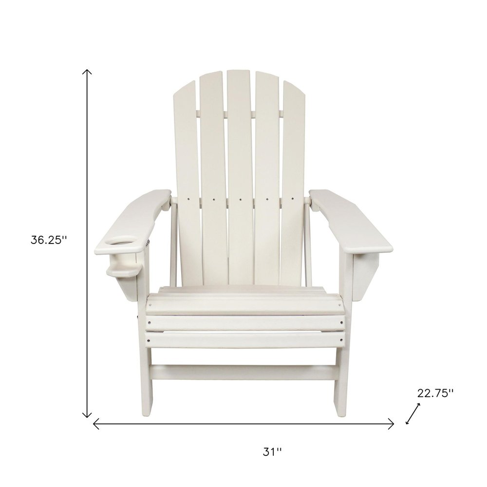 Set of Two White Heavy Duty Plastic Outdoor Adirondack Chairs