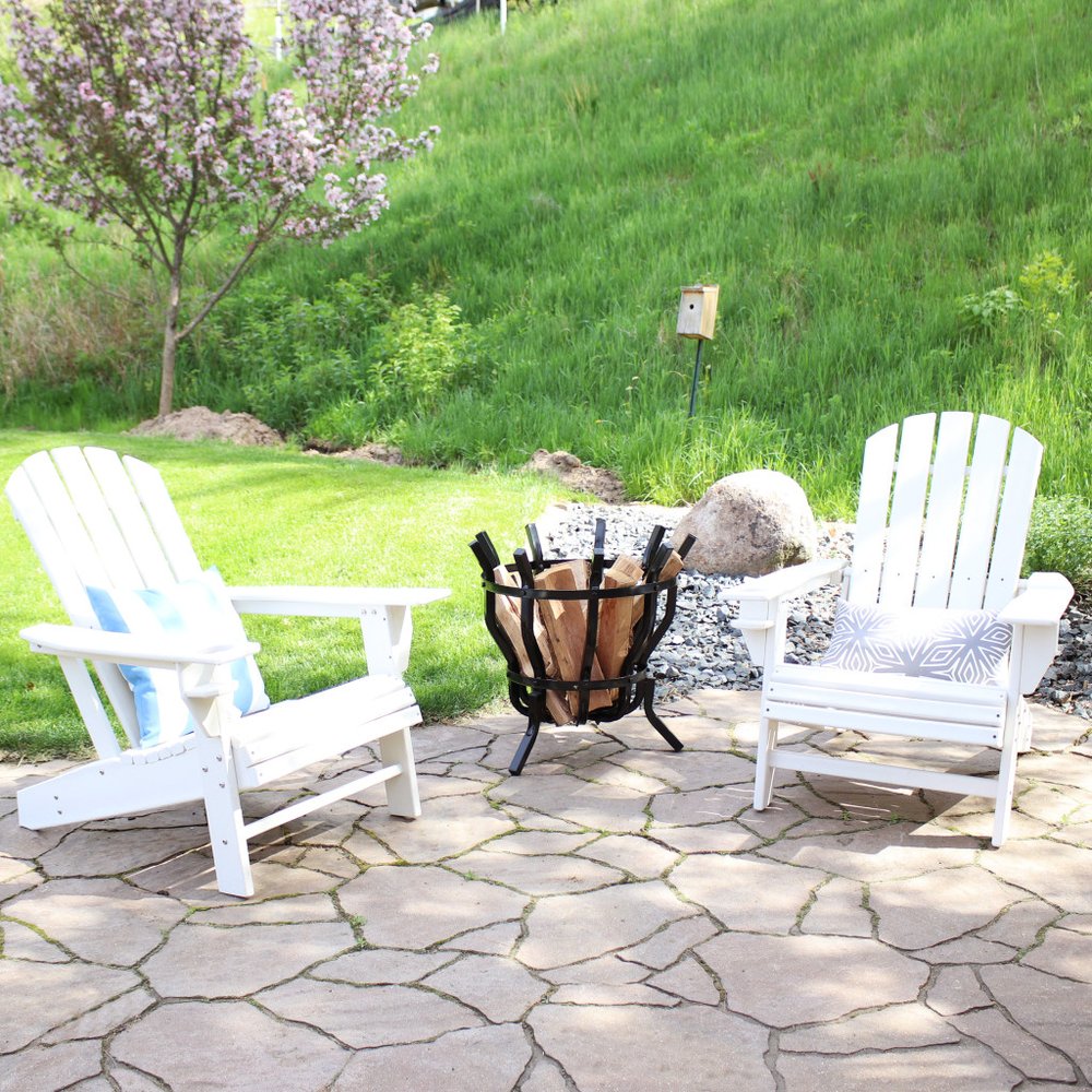 Set of Two White Heavy Duty Plastic Outdoor Adirondack Chairs