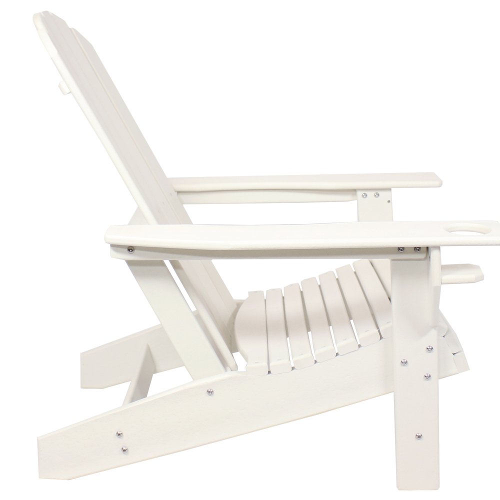 Set of Two White Heavy Duty Plastic Outdoor Adirondack Chairs