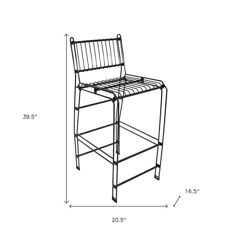21" Black Steel Outdoor Accent Chair