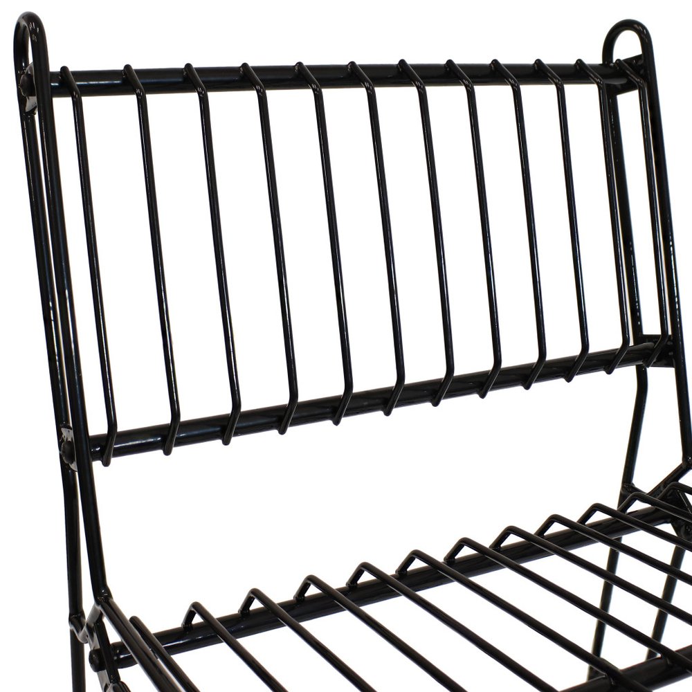 21" Black Steel Outdoor Accent Chair