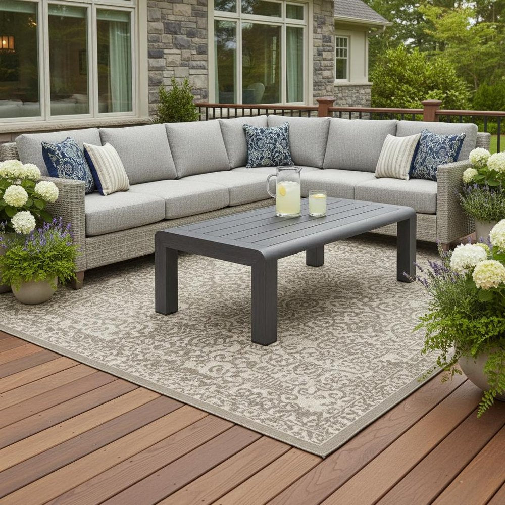 48" Black Aluminum Outdoor Coffee Table