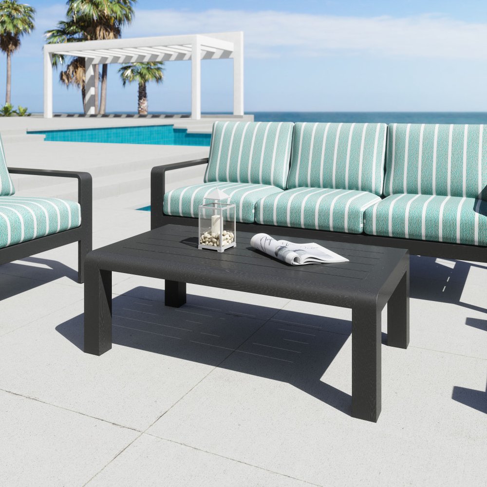 48" Black Aluminum Outdoor Coffee Table
