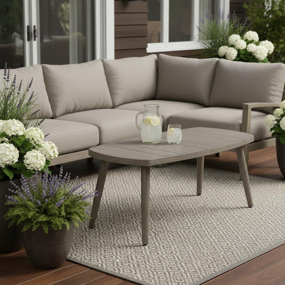 43" Brown Aluminum Outdoor Coffee Table