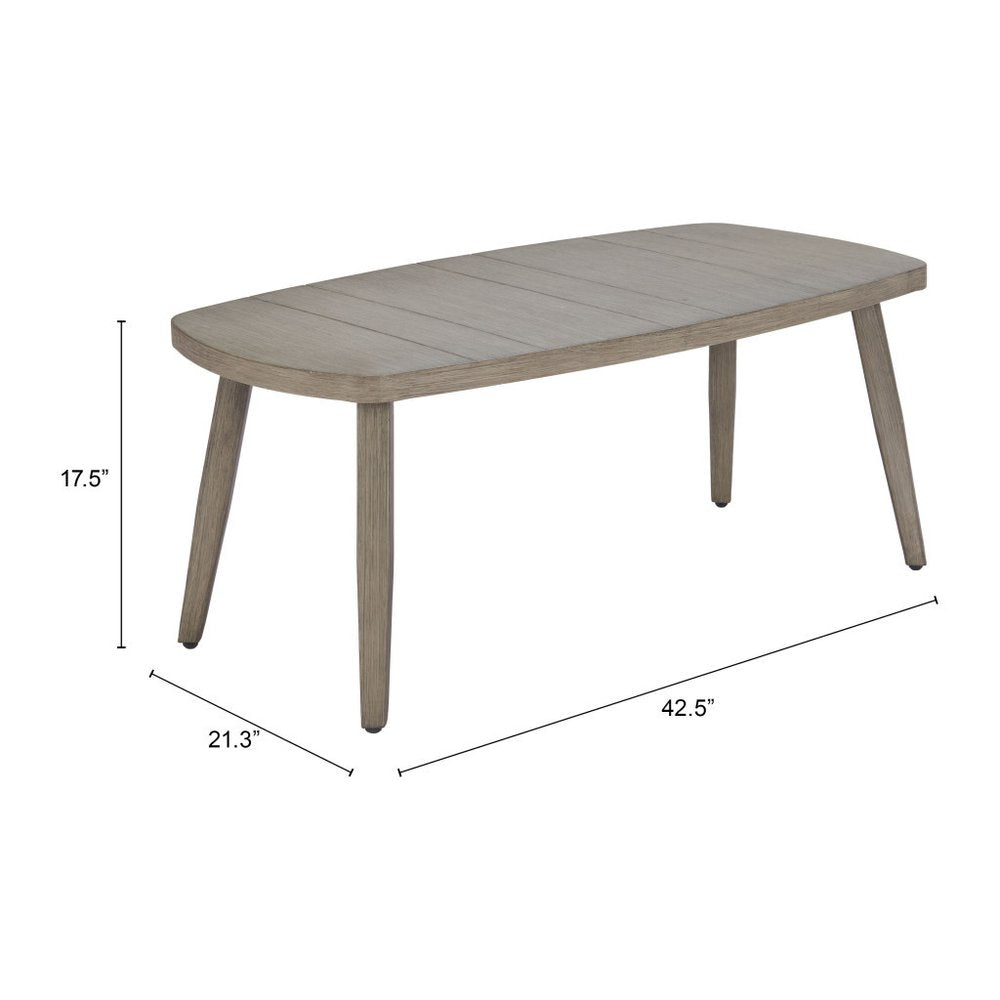 43" Brown Aluminum Outdoor Coffee Table