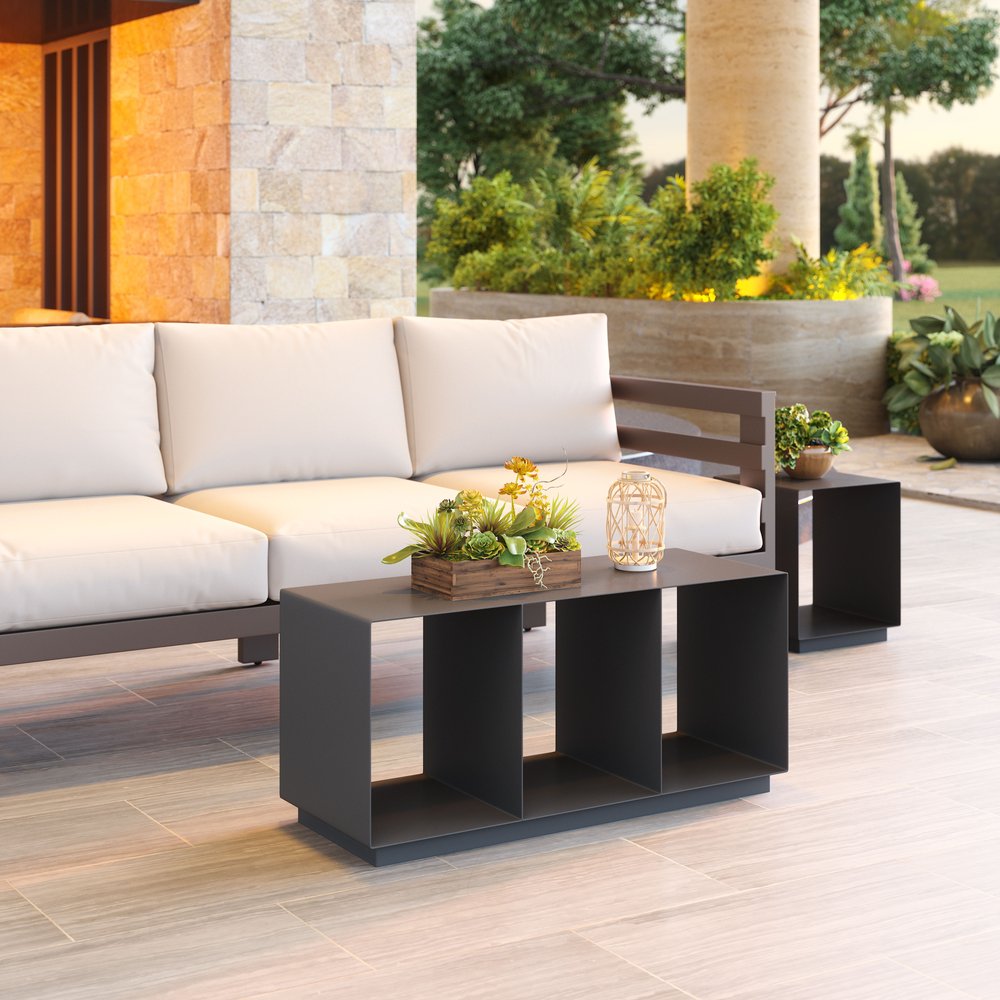 36" Charcoal Aluminum Outdoor Coffee Table