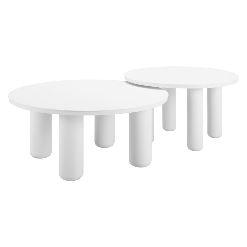 34" White Rounded Aluminum Outdoor Coffee Table