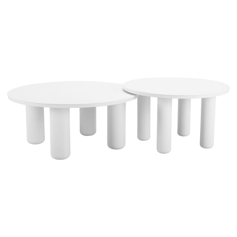 34" White Rounded Aluminum Outdoor Coffee Table