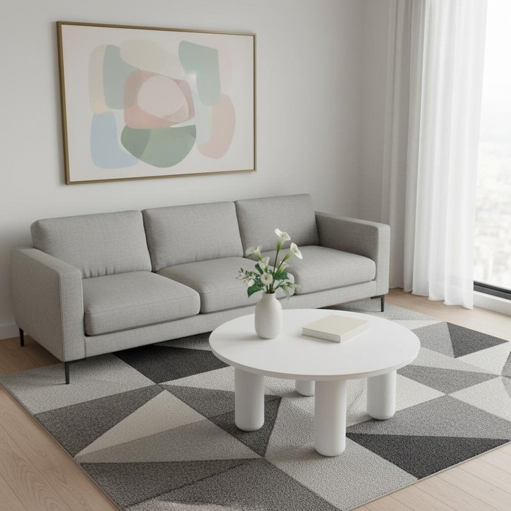 34" White Rounded Aluminum Outdoor Coffee Table