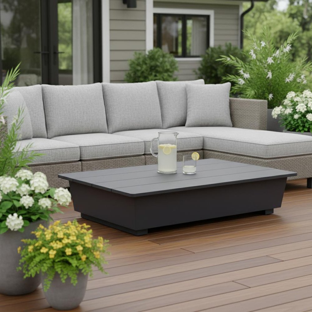 50" Black Aluminum Outdoor Coffee Table