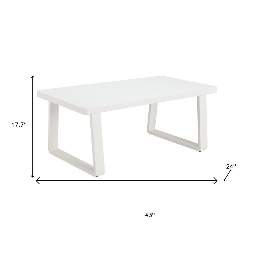 43" White Aluminum Outdoor Coffee Table