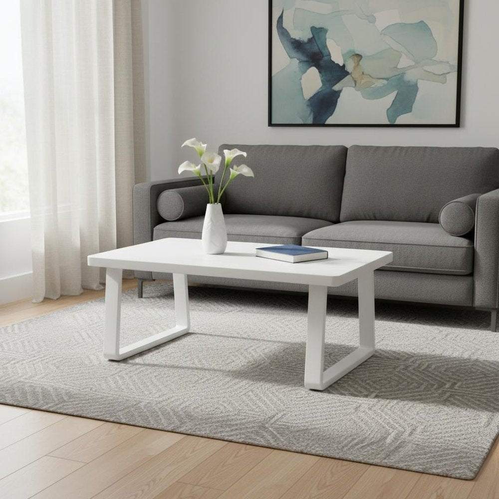 43" White Aluminum Outdoor Coffee Table