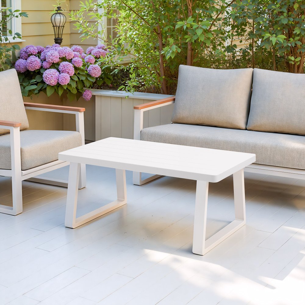 43" White Aluminum Outdoor Coffee Table