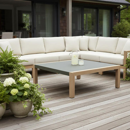 36" Gray Square Concrete Outdoor Coffee Table