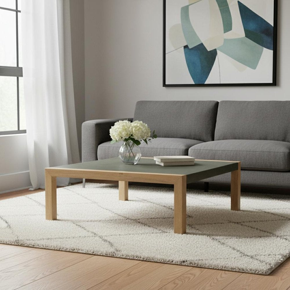 36" Gray Square Concrete Outdoor Coffee Table